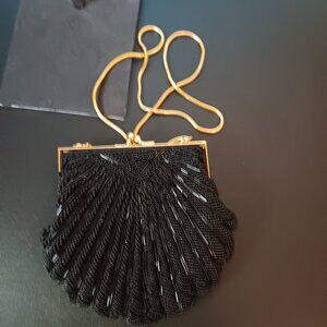 Vintage Women's Black Micro Bead Shoulder Bag